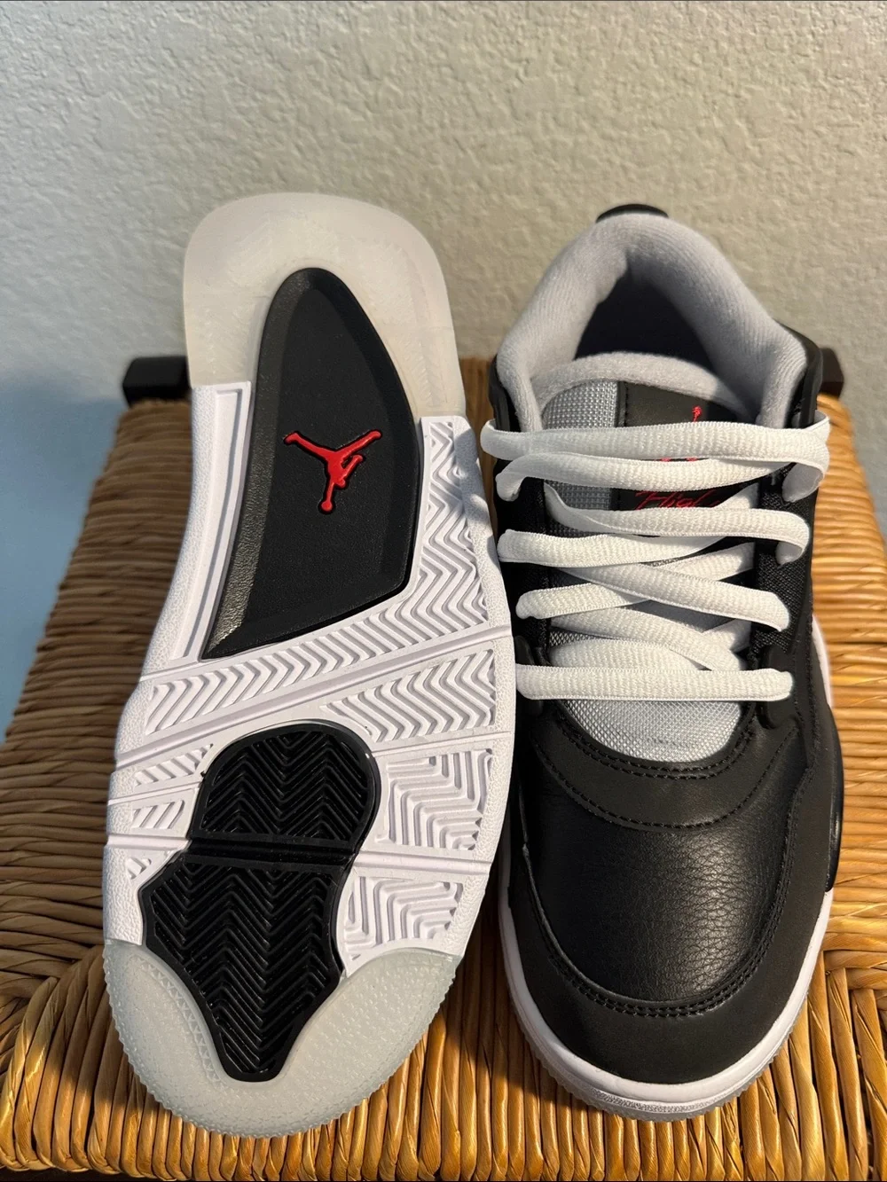 Jordan Black and White Sneakers with Red Jumpman